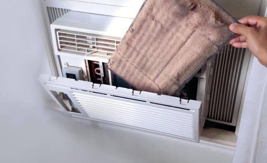 What is the procedure for a GE air conditioner filter reset 4