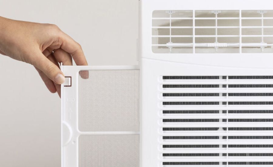 What is the procedure for a GE air conditioner filter reset 5